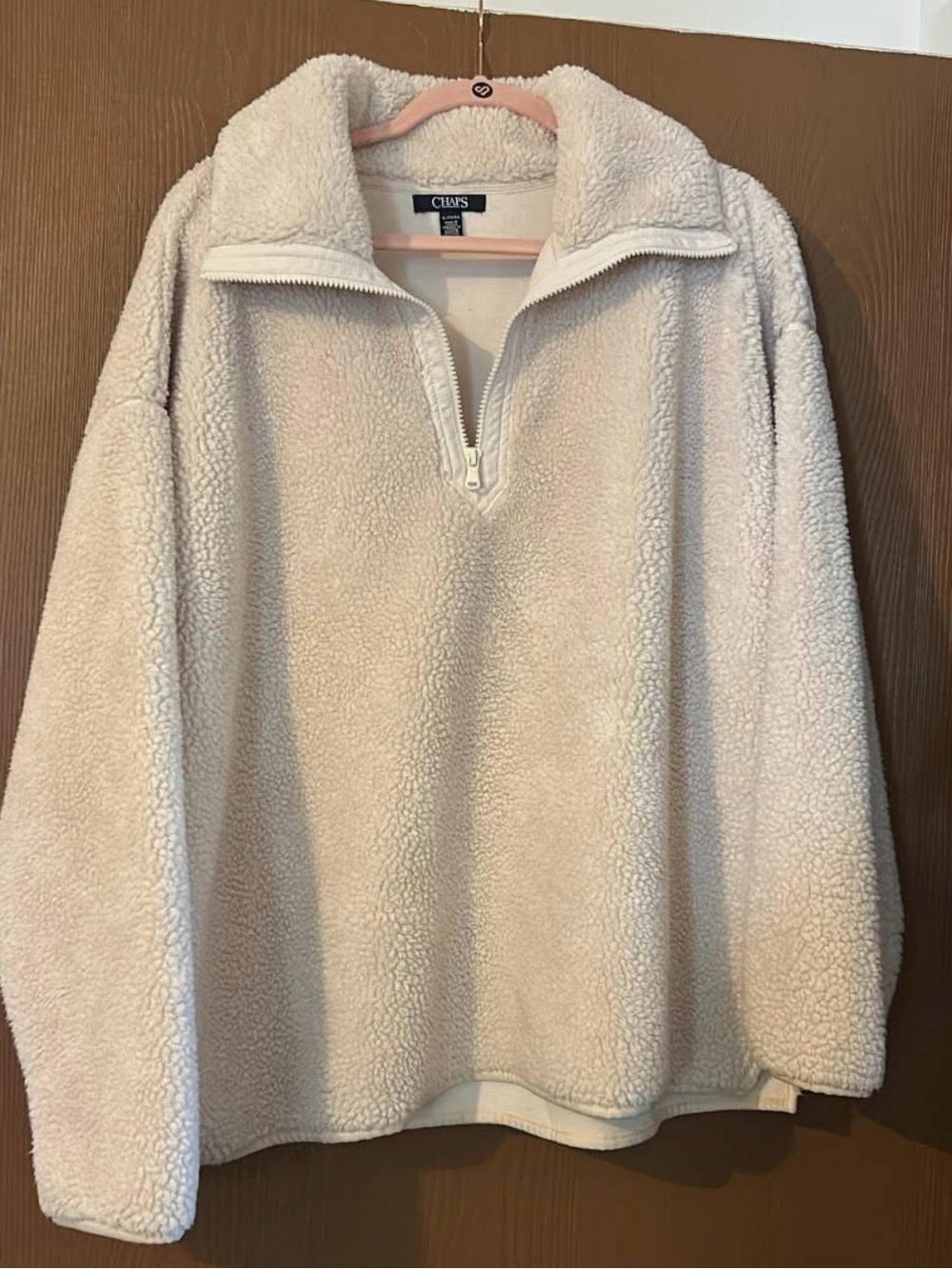 Chaps Women's Cream Sherpa Half-Zip Turtleneck Pullover